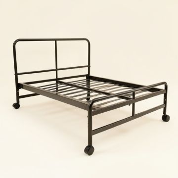 Caulkins Heavy Duty Adjustable Metal Bed Frame With Double Rail Center Bar And 7-Locking Rug Rollers (synthetic illustration; no displayed measurements)