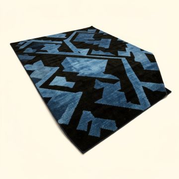 Ombre Geometric Black/Blue Area Rug (synthetic illustration; no displayed measurements)