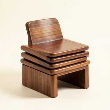 Solid Wood Stacking Side Chair In Brown (synthetic illustration; no displayed measurements)
