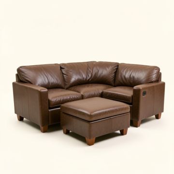 Wilhelmine 103.5 '' Wide Faux Leather Sofa & Chaise With Ottoman (synthetic illustration; no displayed measurements)