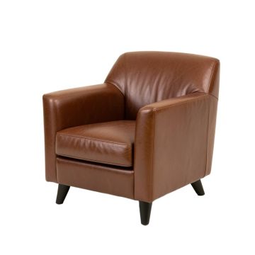 Mayela Genuine Leather Arm Chair In Brown