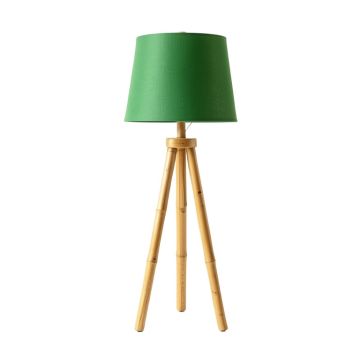 Ash Dell Floor Lamp With A Plain Fabric Shade - Green