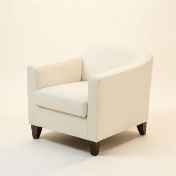 Leather Upholstered Arm Chair In White (synthetic illustration; no displayed measurements)