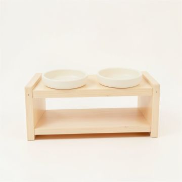 Rowan Dale Pet Feeding Stand With Two Plain Empty Bowls - Ivory (synthetic illustration; no displayed measurements)