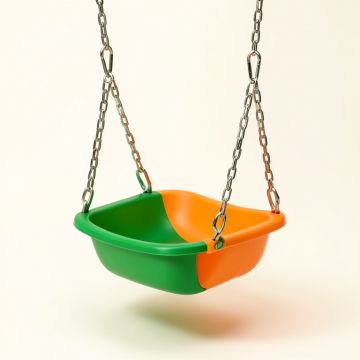 Plastic Bucket Swing With Chains And Hooks (synthetic illustration; no displayed measurements)