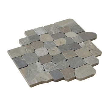 Interlocking Random Sized Glass/Stone Mosaic Tile In Gray/Taupe