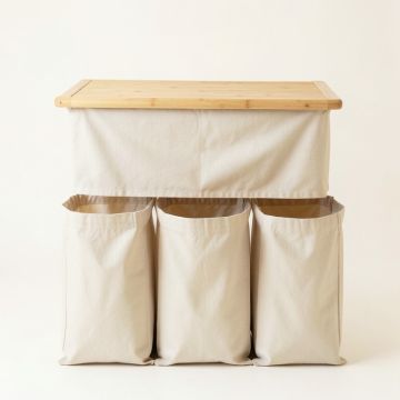Clay Brook Laundry Sorting Station With Plain Removable Bags - Beige (synthetic illustration; no displayed measurements)