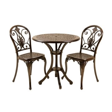 3 Piece Patio Bistro Table Set Outdoor Furniture Antique Aluminium Chair Bistro