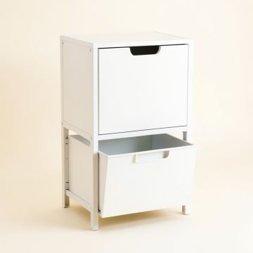 Alder Bluff Freestanding Pull-Out Hamper Cabinet - White (synthetic illustration; no displayed measurements)