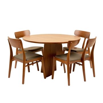 Monte Mid-Century Modern Wood Round 5 Piece Dining Set