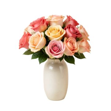 Artificial Roses Floral Arrangement In Vase