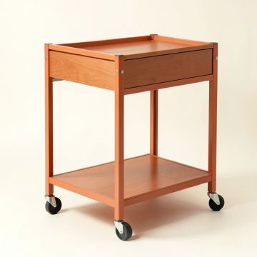 Fern Branch Empty Rolling Workshop Cart - Terracotta (synthetic illustration; no displayed measurements)
