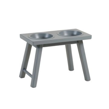 Hill Dell Pet Feeding Stand With Two Plain Empty Bowls - Gray