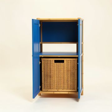 Linden Bluff Freestanding Pull-Out Hamper Cabinet - Blue (synthetic illustration; no displayed measurements)
