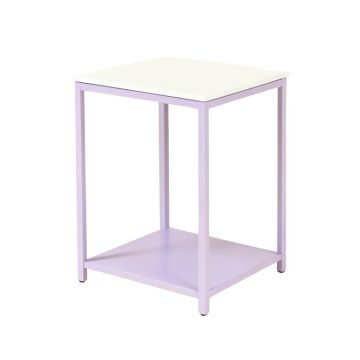 Nagma Metal Nightstand In White /Light Purple (synthetic illustration; no displayed measurements)