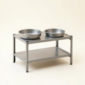 Brook Brook Pet Feeding Stand With Two Plain Empty Bowls - Gray (synthetic illustration; no displayed measurements)