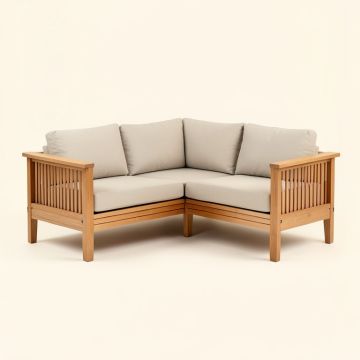 4-Pcs Teak Patio Sofa With Cushions (synthetic illustration; no displayed measurements)