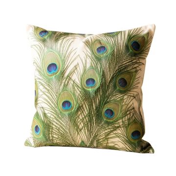 Cat Coquillette Peacock Feather Original Throw Pillow (synthetic illustration; no displayed measurements)