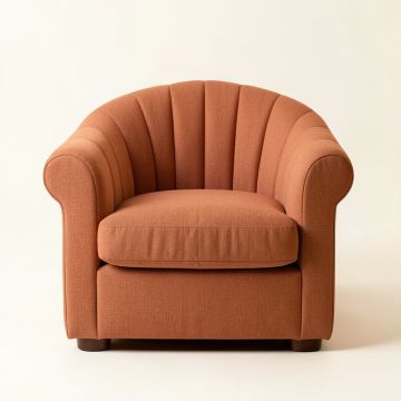 Flint Edge Upholstered Armchair - Terracotta (synthetic illustration; no displayed measurements)
