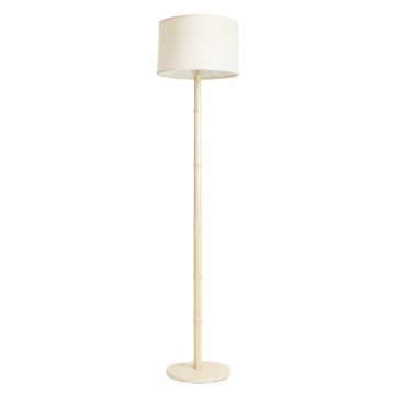 Linden Dale Floor Lamp With A Plain Fabric Shade - Ivory