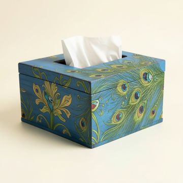 Tilton Peacock Tissue Box Cover (synthetic illustration; no displayed measurements)