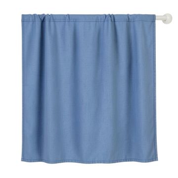 Moss Crest Shower Curtain Hanging Flat From A Plain Rod - Blue
