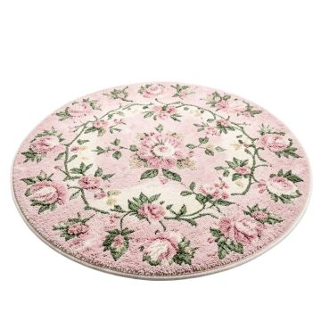Round Elisabeta Floral Shag Pink/Green/Ivory Area Rug