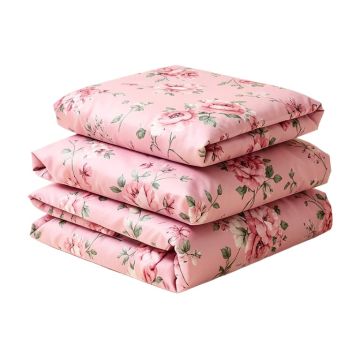 Holsworthy Reversible Floral 100 % Cotton 3 Piece Duvet Cover Set