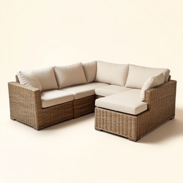 95 '' Wide Wicker Patio Sectional With Cushions (synthetic illustration; no displayed measurements)