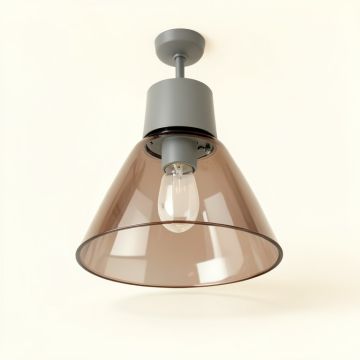 5 '' H Glass Bell Ceiling Fan Fitter Shade ( Screw On ) In Gray/Brown (synthetic illustration; no displayed measurements)