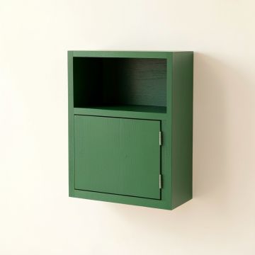Cedar Arc Wall-Mounted Entry Cabinet (synthetic illustration; no displayed measurements)