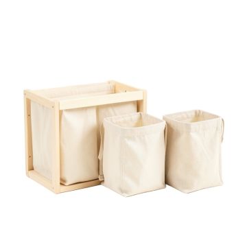 Hazel Bend Laundry Sorting Station With Plain Removable Bags - Ivory