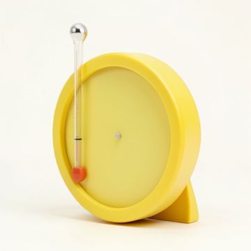 Lemonade Poly Resin Clock With Thermometer (synthetic illustration; no displayed measurements)