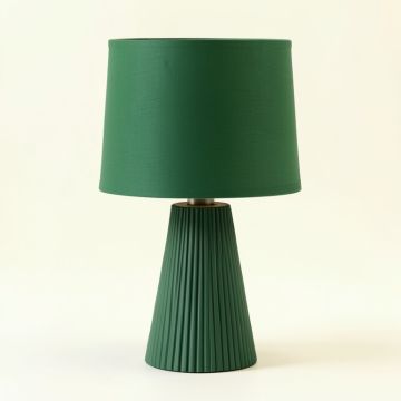 Linden Branch Table Lamp With A Plain Fabric Shade - Green (synthetic illustration; no displayed measurements)