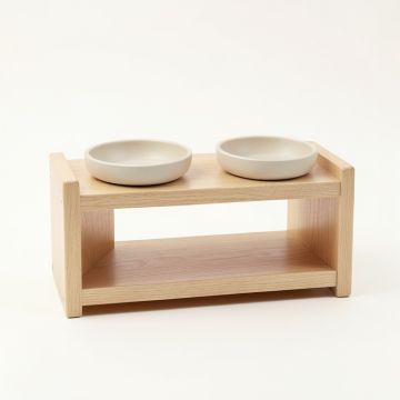 Summit Canyon Pet Feeding Stand With Two Plain Empty Bowls - Beige (synthetic illustration; no displayed measurements)