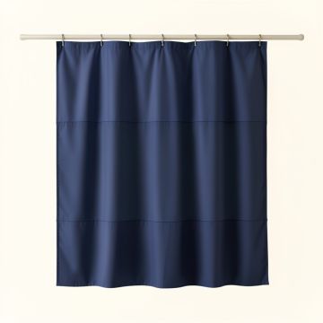 Shore Bluff Shower Curtain Hanging Flat From A Plain Rod - Navy (synthetic illustration; no displayed measurements)