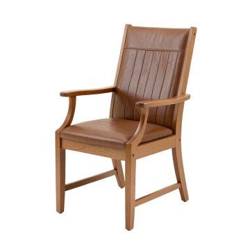 Willeford Slatted High Back Genuine Leather Upholstered Dining Chair