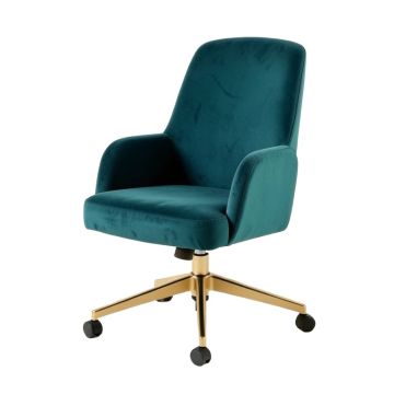Velvet Swivel Desk Chair with Arms