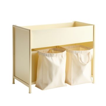 Moss Crest Laundry Sorting Station With Plain Removable Bags - Cream