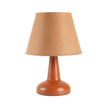 Spruce Arc Table Lamp With A Plain Fabric Shade - Terracotta