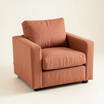 River Bridge Upholstered Armchair - Terracotta (synthetic illustration; no displayed measurements)