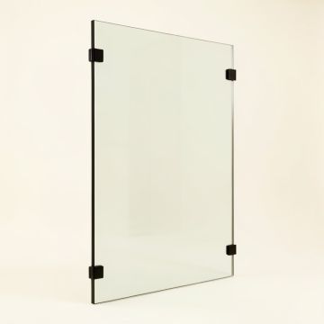 French Monture Noir 32 '' W X 78 '' H Frameless Fixed Glass Panel (synthetic illustration; no displayed measurements)