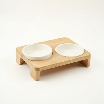 Lake Crest Pet Feeding Stand With Two Plain Empty Bowls - Ivory (synthetic illustration; no displayed measurements)
