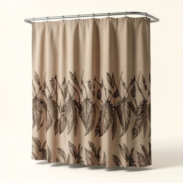 Celine Tribal Bohemian Hair Accessories Bird Feathers Beads On String Sketch Digital Print Single Shower Curtain (synthetic illustration; no displayed measurements)