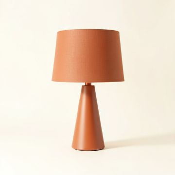 Maple Crest Table Lamp With A Plain Fabric Shade - Terracotta (synthetic illustration; no displayed measurements)