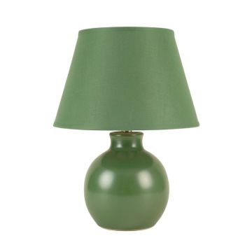 Bay Canyon Table Lamp With A Plain Fabric Shade - Green