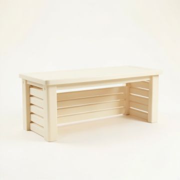 Cove Bridge Narrow Outdoor Storage Bench - Cream (synthetic illustration; no displayed measurements)