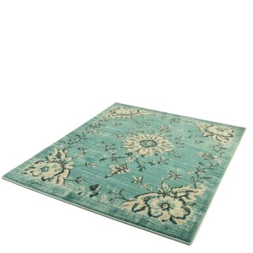 Leonora Bohemian Textured Weave Floral Indoor/Outdoor Teal Area Rug