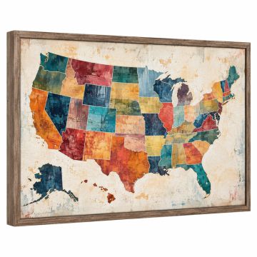 Usa Map 2 - Graphic Art Print On Canvas