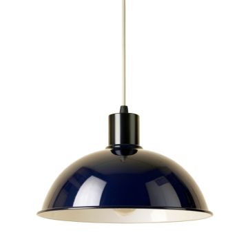 Cedar Dale Pendant Light Suspended From One Plain Cable - Navy